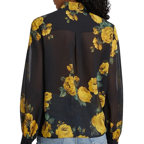 ALICE + OLIVIA Candace Floral Sheer Blouson Shirt - Picture 4 of 14